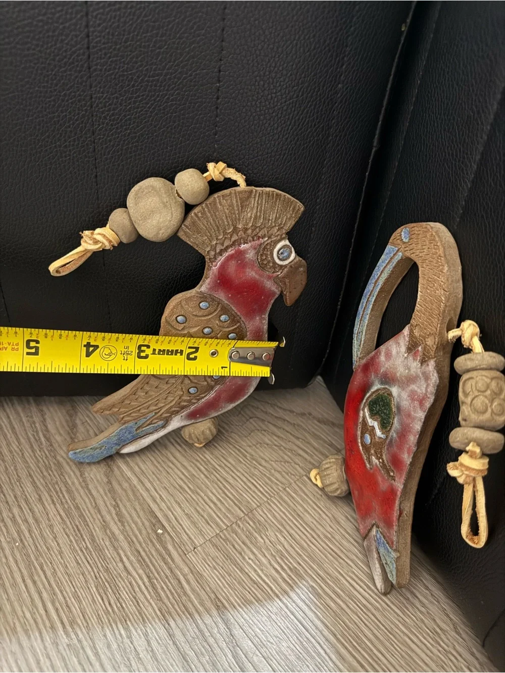 Handcrafted Ceramic Bird Wall Hangings Set of 2 Blue and White Vintage